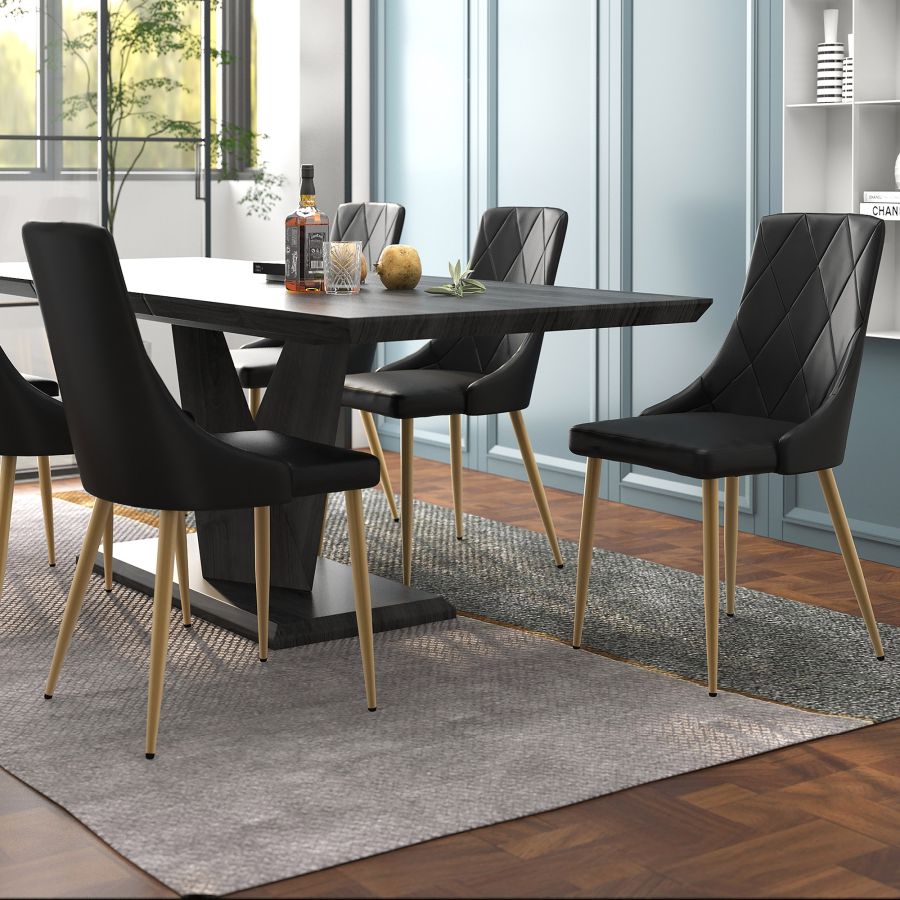 Zenith Dining Chair With Aged Gold Finish (Set of 2) | Available In White, Light Grey & Black Colors