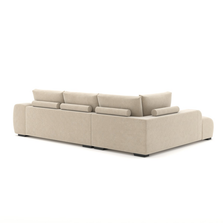 Simon Beige L-Shaped Sectional Sofa In Fabric Upholstery | Available In RHF/ LHF Configuration