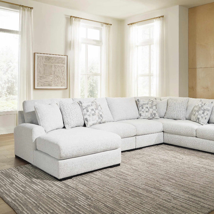 Misty-lakes 5-piece Fabric Upholstered Sectional Sofa With Chaise - Chalk | Signature Design By Ashley
