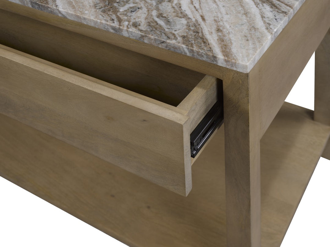 Vorex Solid Wooden Nightstand With Open Storage Shelf