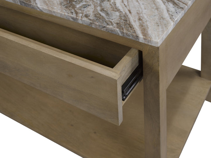 Vorex Solid Wooden Nightstand With Open Storage Shelf