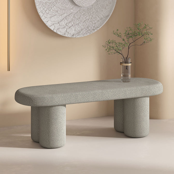 Orix Fabric Upholstered Accent Bench - Warm Grey