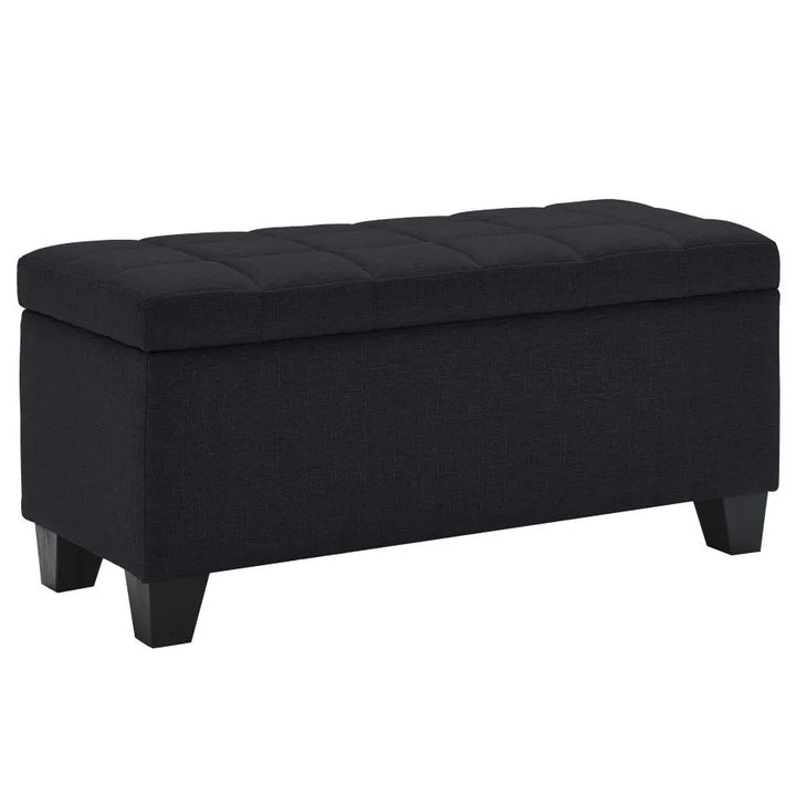 Oscar Rectangular Storage Ottoman Bench In Black Finish