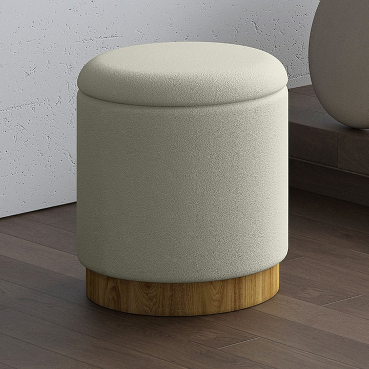 Elan Fabric Upholstered Accent Ottoman With Storage Compartment - White