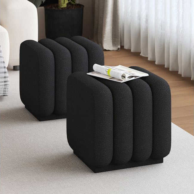 Vexo Fabric Upholstered Square Accent Ottoman - Black