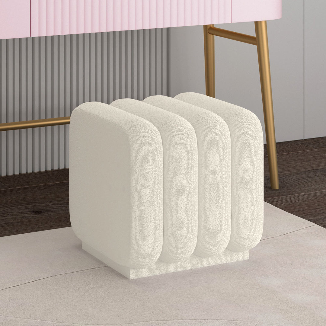 Vexo Fabric Upholstered Square Accent Ottoman - Ivory