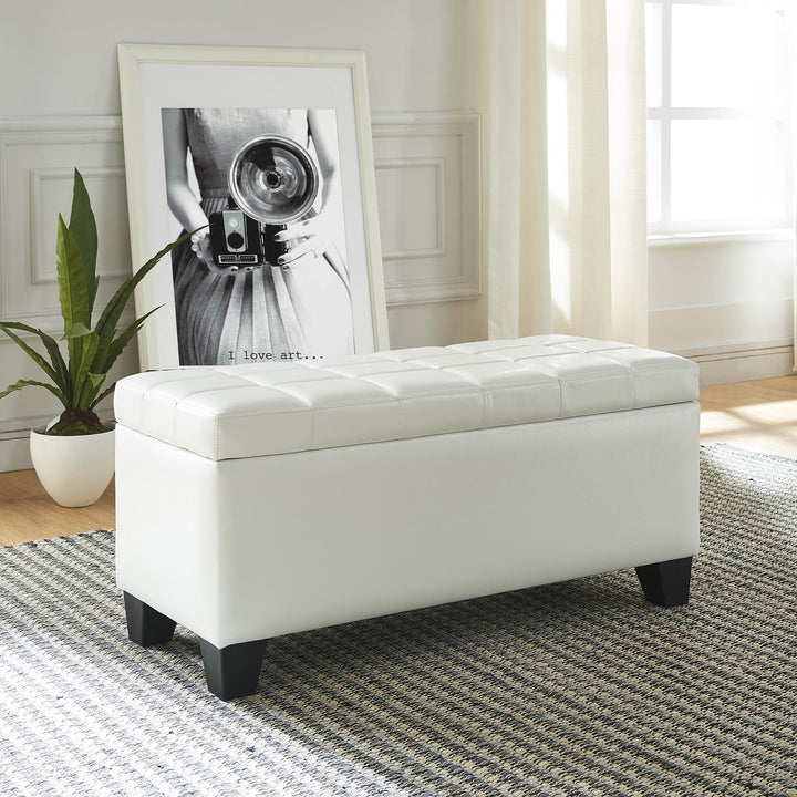 Frank Rectangular Storage Ottoman Bench In Striking White Finish