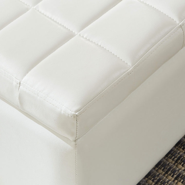 Frank Rectangular Storage Ottoman Bench In Striking White Finish