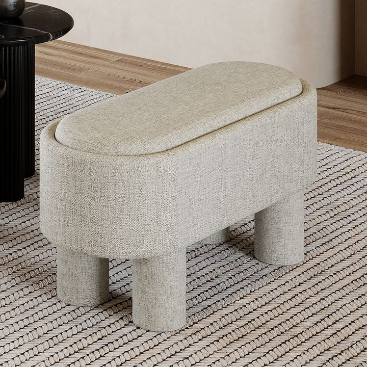 Jimmy Fabric Upholstered Storage Ottoman Bench - Warm Grey