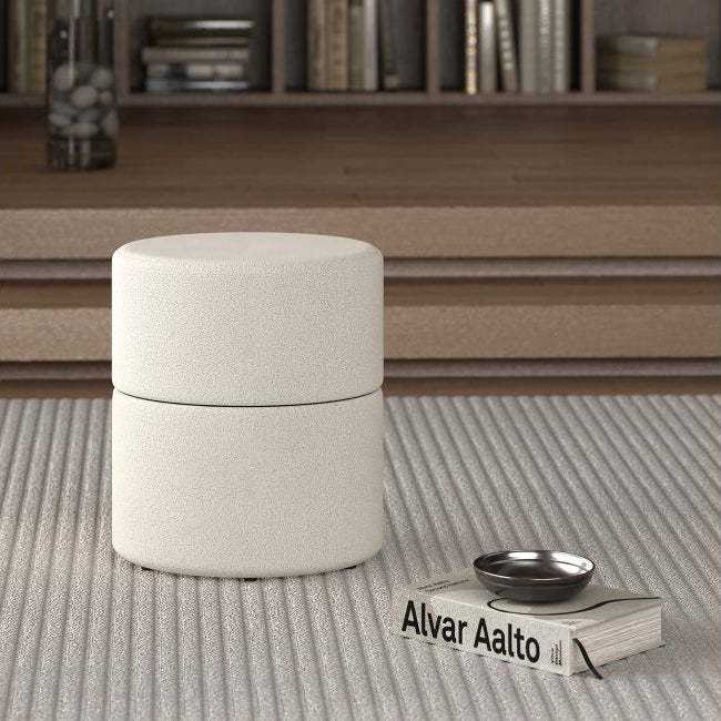 Liro Accent Swivel Ottoman in Fabric Upholstery - Cream