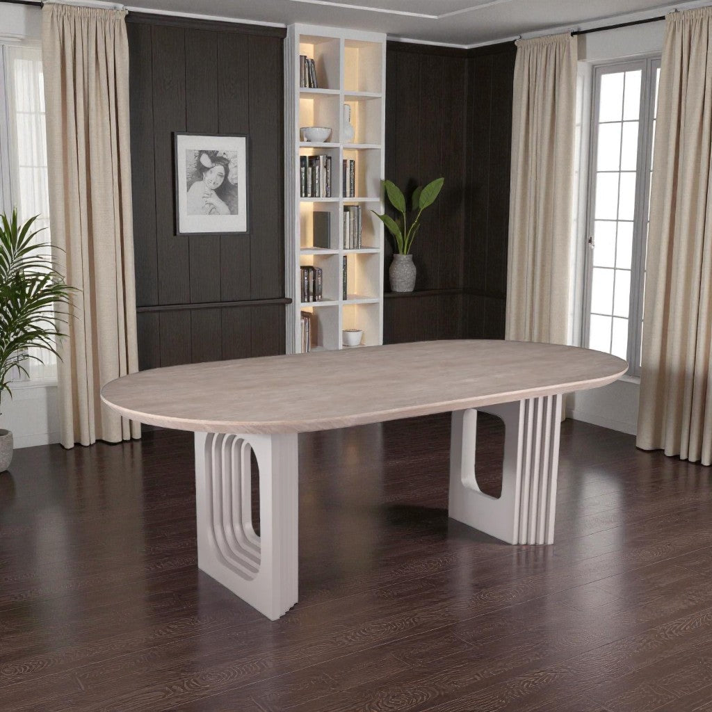 Atlas Solid Wood Dining Table - Beige