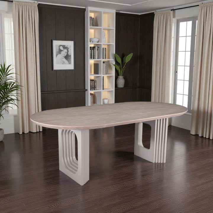 Atlas Solid Wood Dining Table - Beige