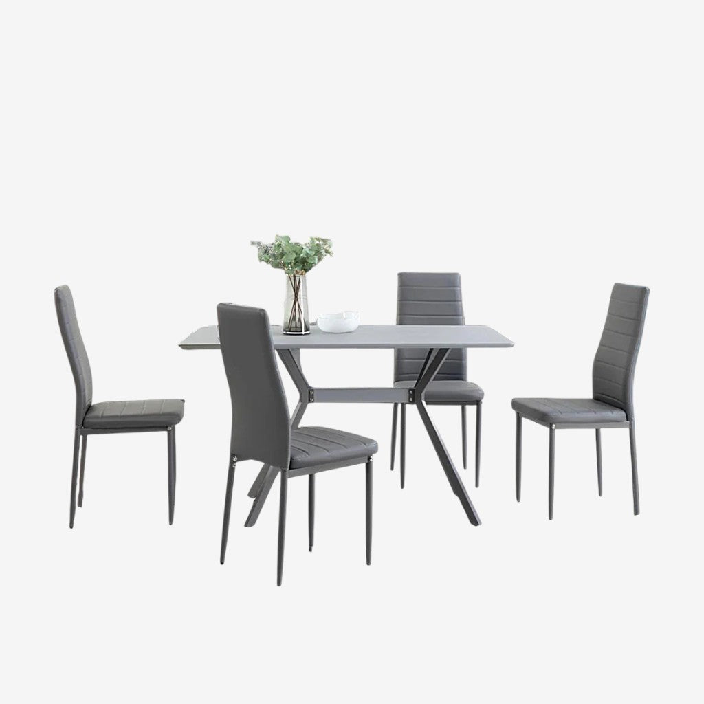 Sonnet Scratch Resistant Metallic Dining Table | Available in Grey & White