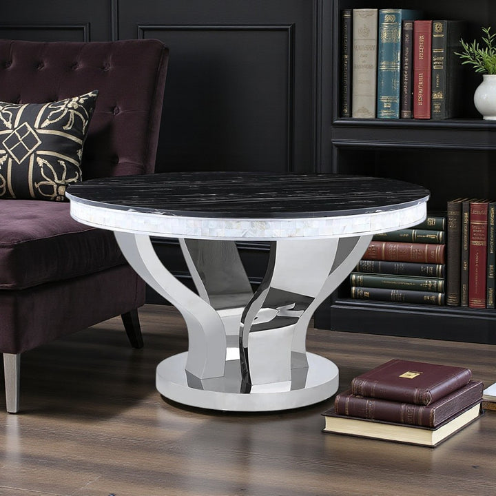 Anchorage Metallic Dining Table In Chrome Finish | Available In Marble & Tempered Glass Top