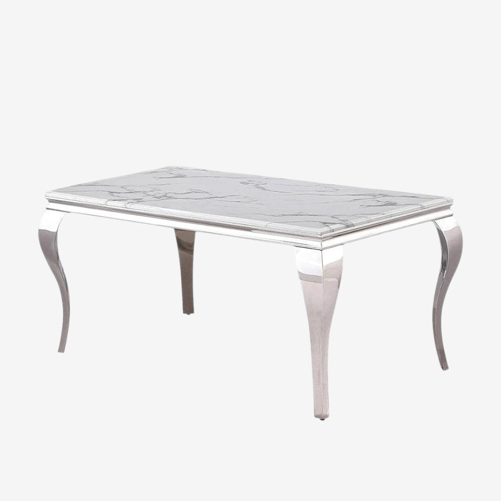 Sprout Metallic Dining Table | Available In Tempered Glass & Marble Top