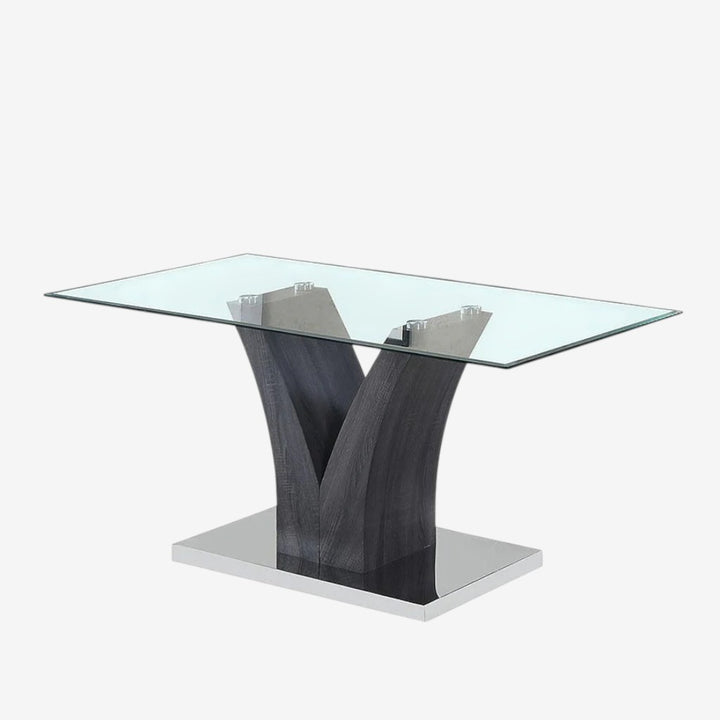 Kelly Stylish Dining Table With Clear Tempered Glass Top - Grey