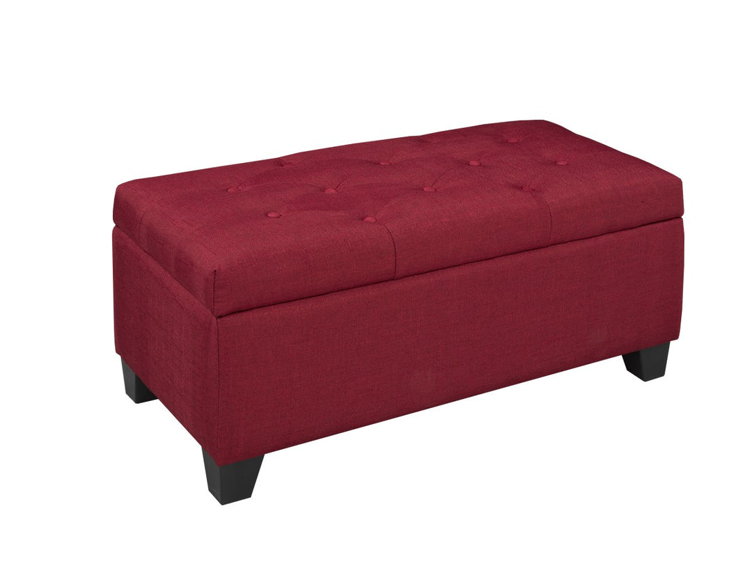 Shiv Fabric Upholstered Red Storage Accent Ottoman
