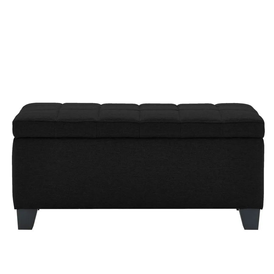Oscar Rectangular Storage Ottoman Bench In Black Finish