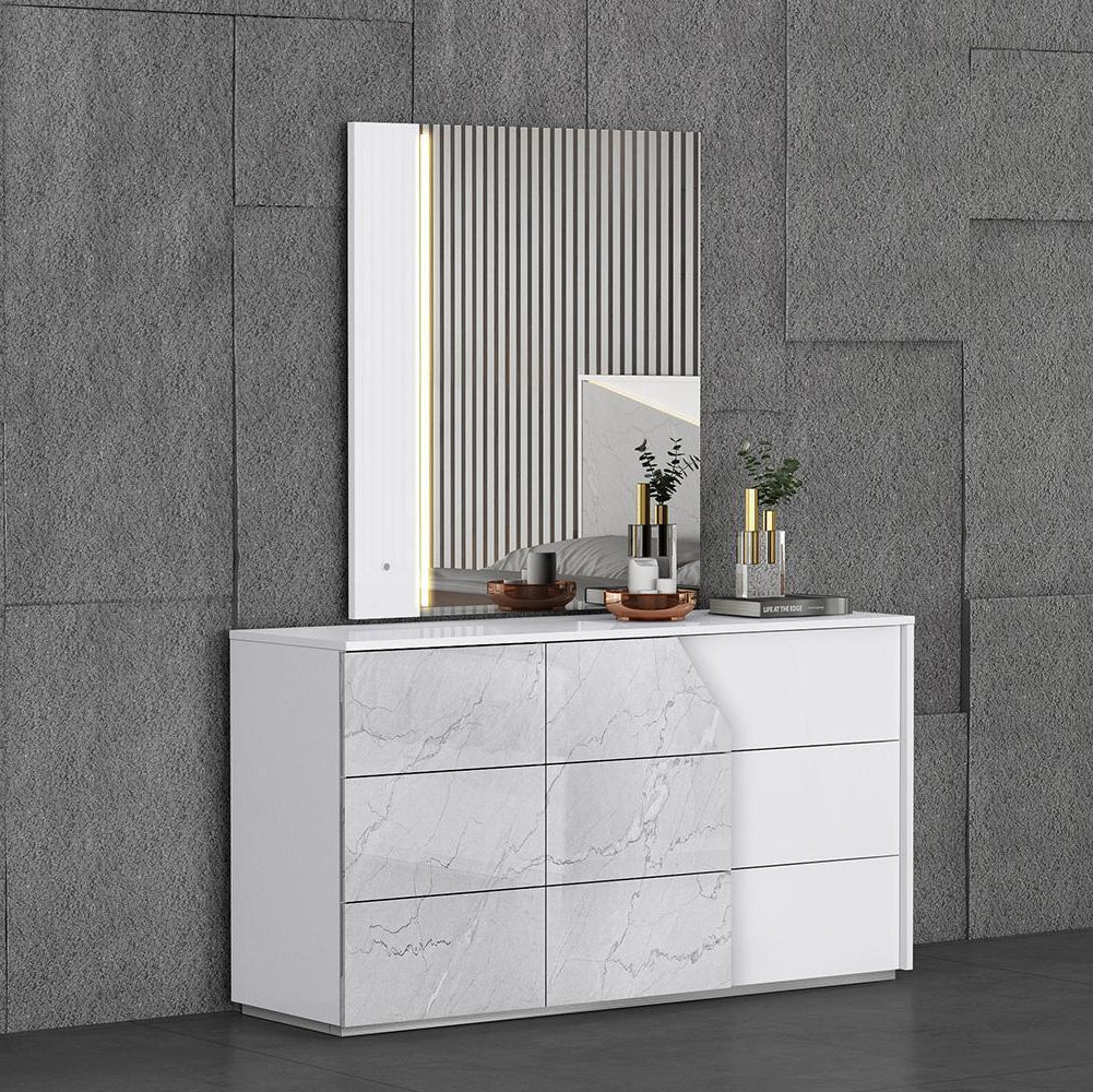 Quartz Wooden Vanity Dresser With Spacious Storage Drawers - Dark Brown