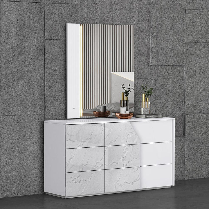 Quartz Wooden Vanity Dresser With Spacious Storage Drawers - Dark Brown