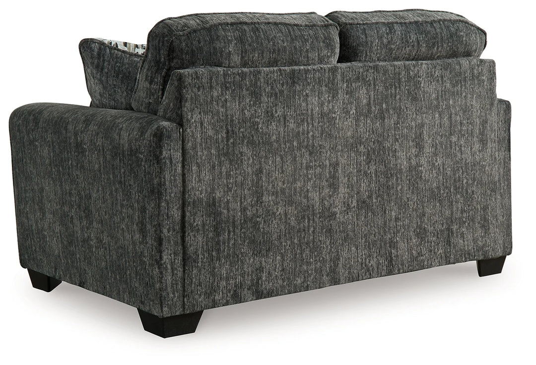 5050435 Lonoke Loveseat In Fabric Upholstery - Gunmetal | Signature Design By Ashley