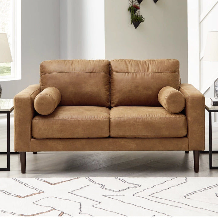 4100235 Telora Loveseat In Leather Upholstery - Caramel | Signature Design By Ashley