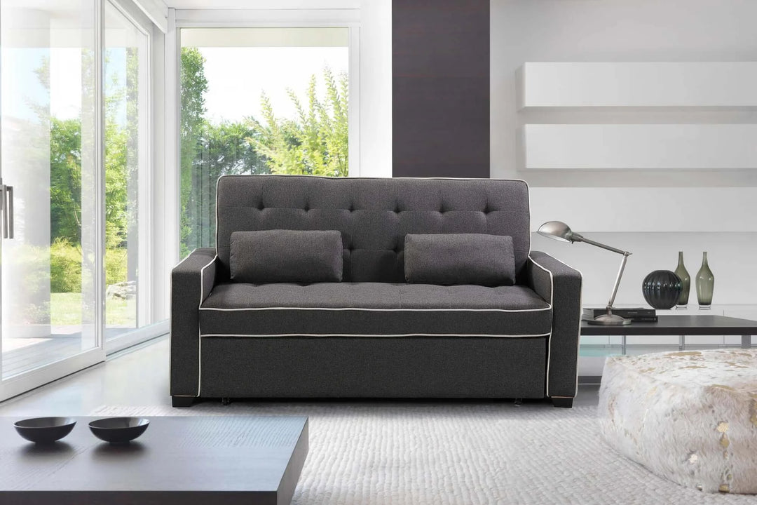 Austin Modern Grey Fabric Sleeper Sofa with Pull-Out Bed & USB Ports