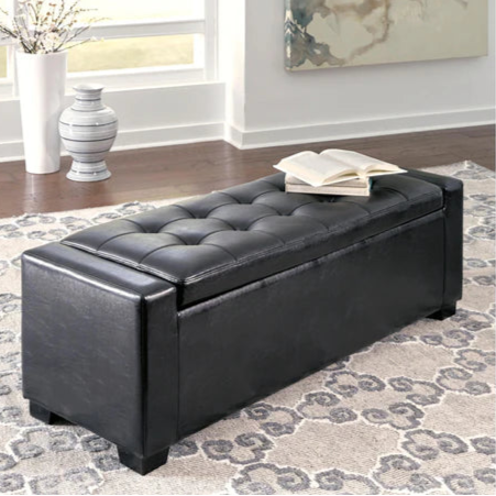 B010-209 Upholstered Storage Bench - Black | Signature Design By Ashley