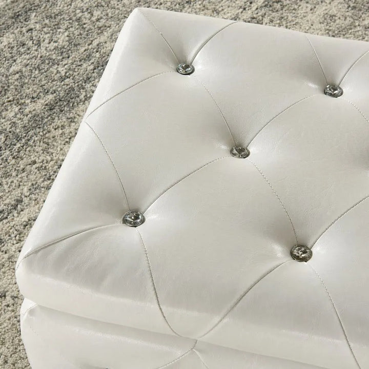 Stella Rectangular Storage Ottoman Bench In Exquisite White Finish