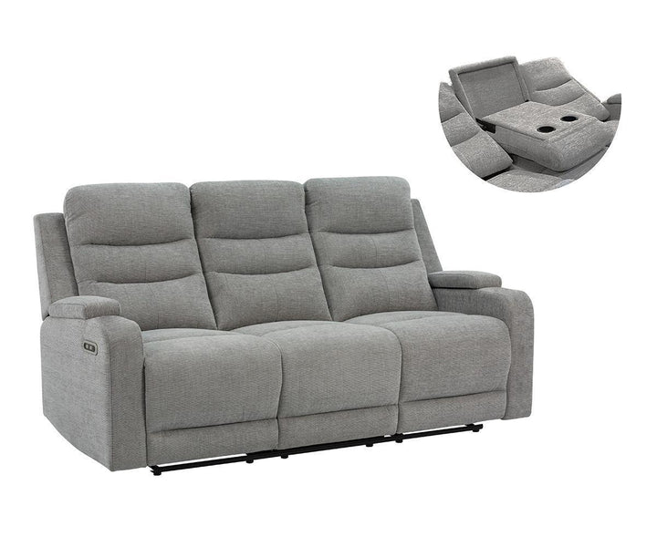 Macha 3-Piece Grey Power Recliner Set In Fabric Upholstery