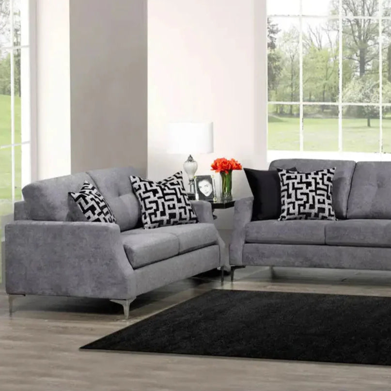 Luxor 3-Piece Sofa Set In Fabric Upholstery - Graphite