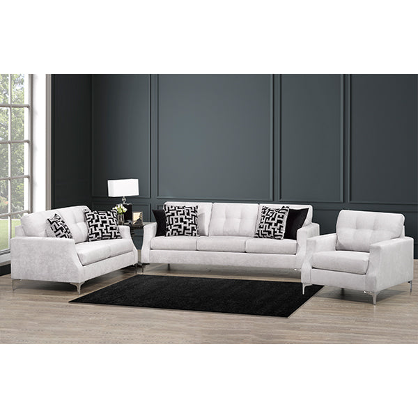 Luxor 3-Piece Sofa Set In Fabric Upholstery - Silver
