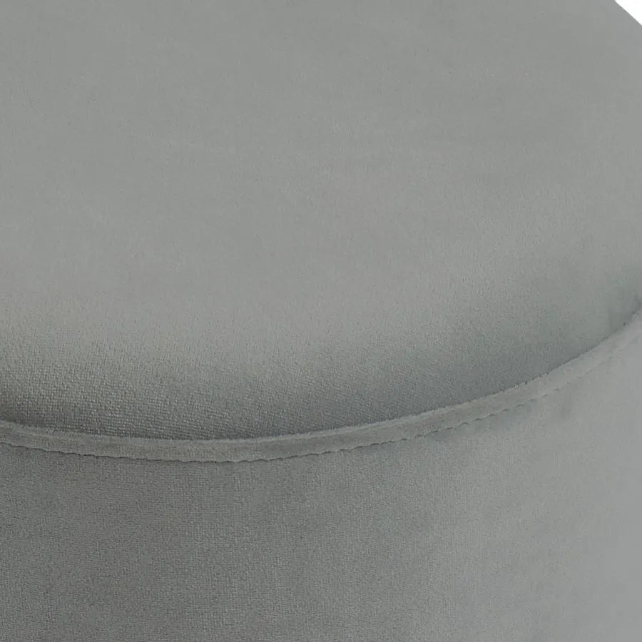 Violet Round Ottoman in Grey and Aged Gold