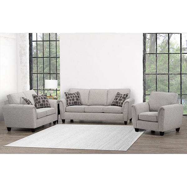 Langley 3-Piece Sofa Set In Fabric Upholstery - Light Grey