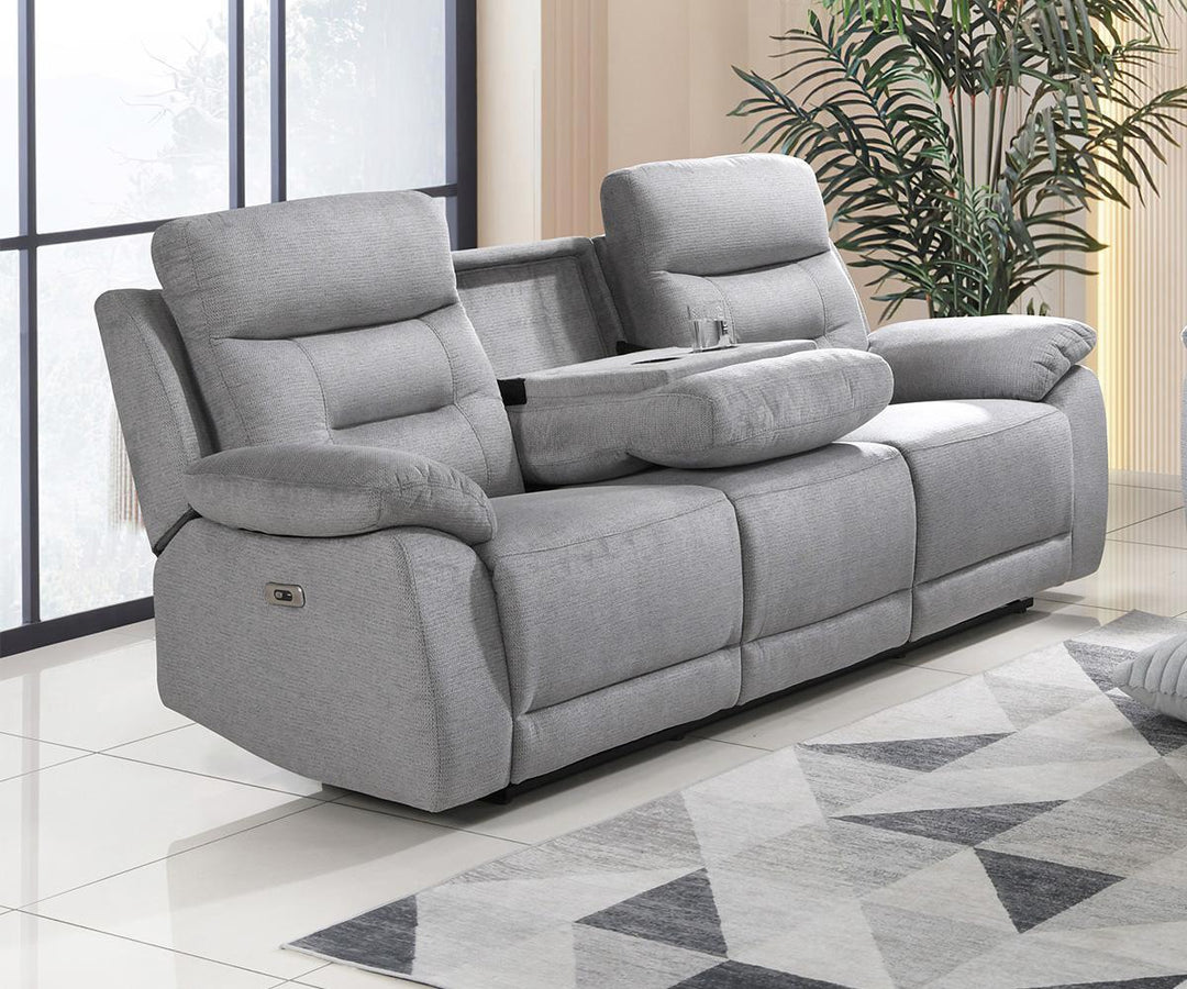 Vital 3-Piece Grey Power Recliner Set In Fabric Upholstery