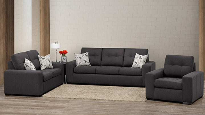 Belle 3-Piece Sofa Set In Fabric Upholstery - Anthracite