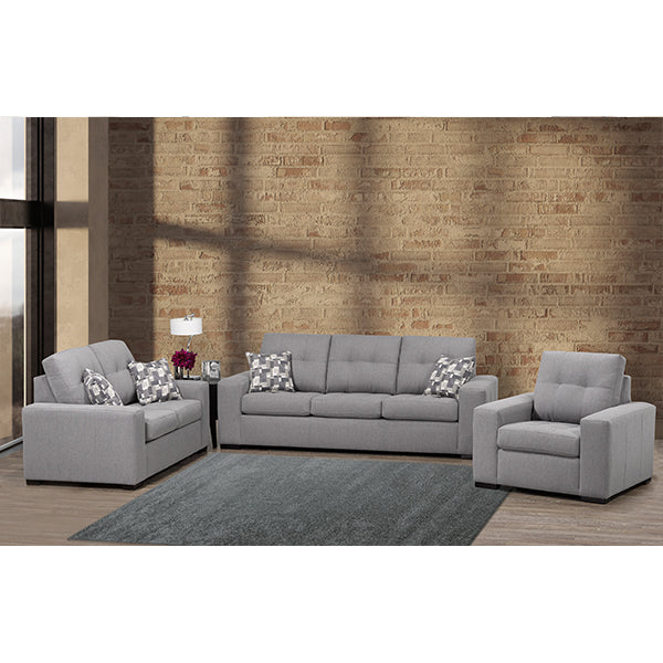 Belle 3-Piece Sofa Set In Fabric Upholstery - Silver Grey