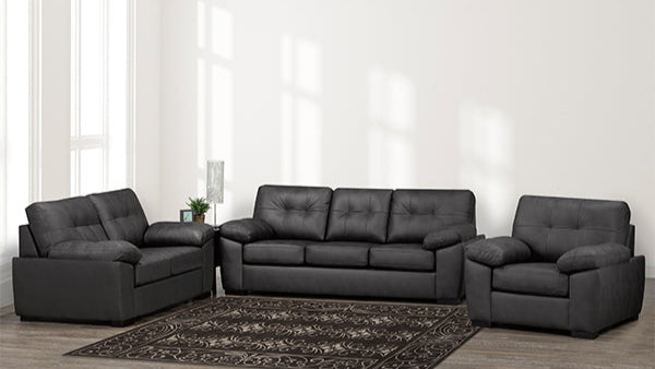 Diora 3-Piece Sofa Set In Fabric Upholstery - Charcoal