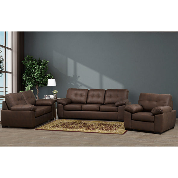 Diora 3-Piece Sofa Set In Fabric Upholstery - Chocolate