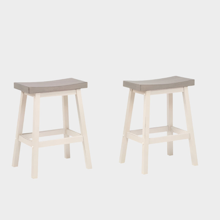 Ashanti Counter Stool – Set of 2 | Grey & White Saddle Stools
