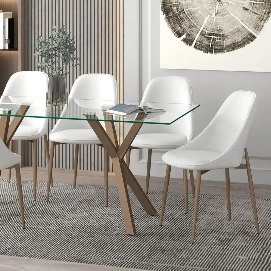 Francis Side Chair In White With Aged Gold (Set of 2)