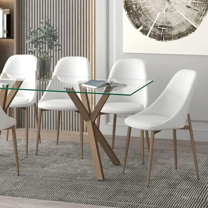 Francis Side Chair In White With Aged Gold (Set of 2)