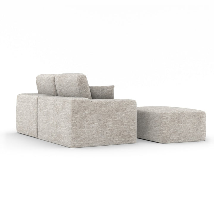 Lime Beige Sectional Sofa With Ottoman In Fabric Upholstery