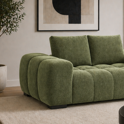 Zara Green 2-Seater Loveseat In Fabric Upholstery