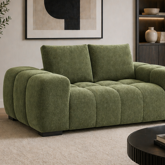 Zara Green 3-Seater Sofa In Fabric Upholstery