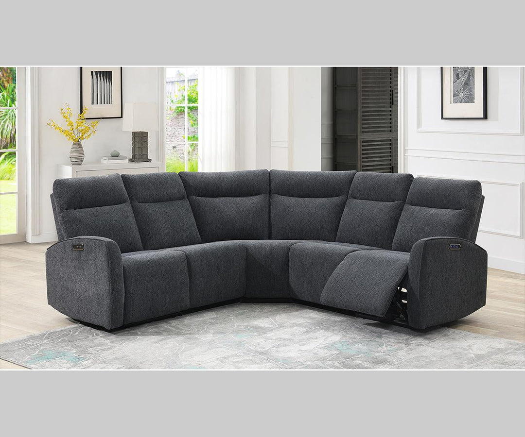 Vario 5-Seater Grey Sectional Recliner In Fabric Upholstery