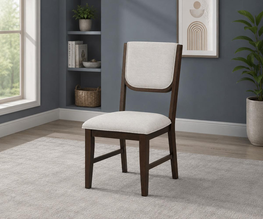 Ville 5-Piece Brown Dining Table Set With Fabric Upholstered Chairs