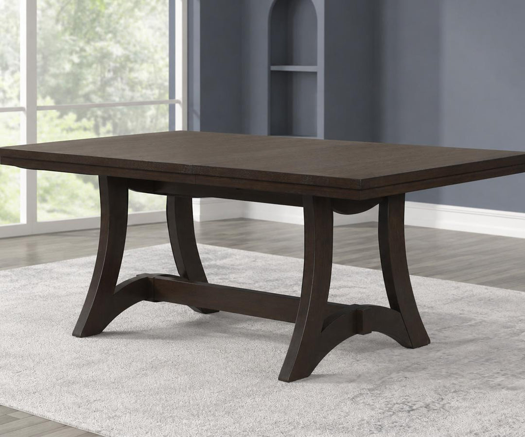 Ville 7-Piece Brown Dining Table Set With Fabric Upholstered Chairs