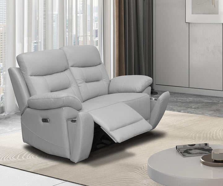 Cox 3-Piece Silver Power Recliner Set In Top Grain Leather