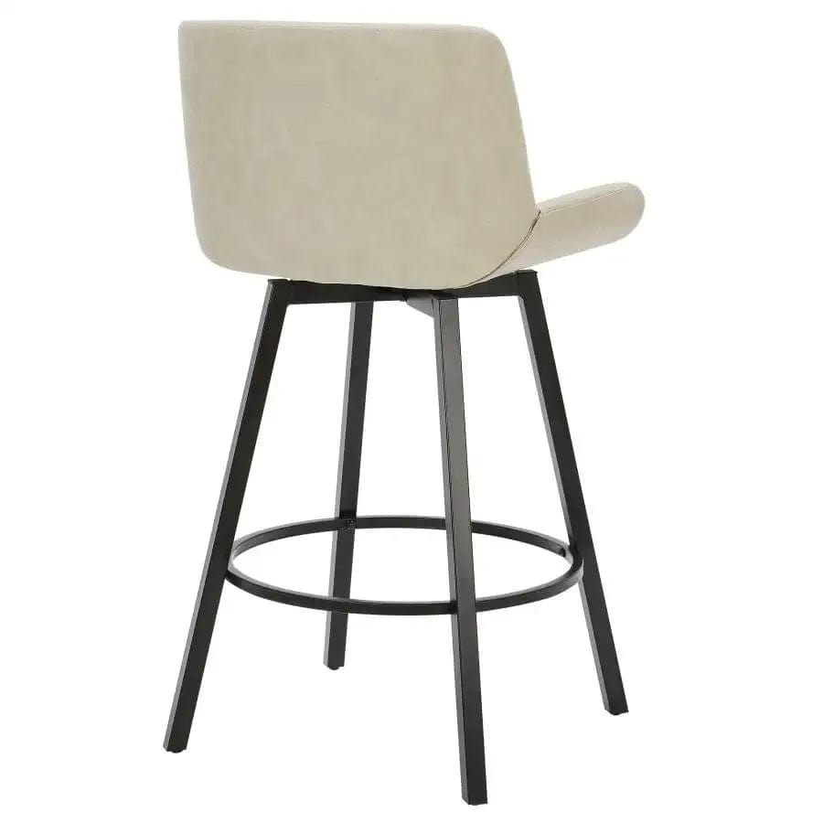 Fern 26" Counter Stool, set of 2, with Swivel in Vintage Ivory Faux Leather and Black